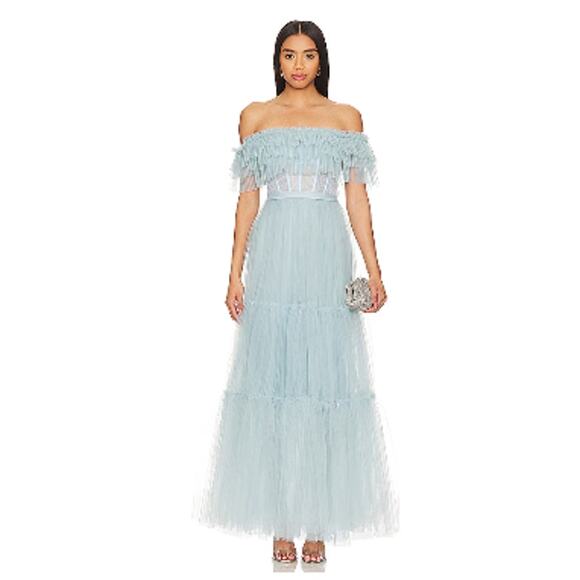 BCBGMAXAZRIA Off Shoulder Tiered Gown Size 4‎ New with Tags - Picture 2 of 8